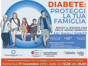 Domenica a Crotone verra&#039; celebrata la Giornata mondiale per il diabete: «Proteggere la famiglia dai rischi»