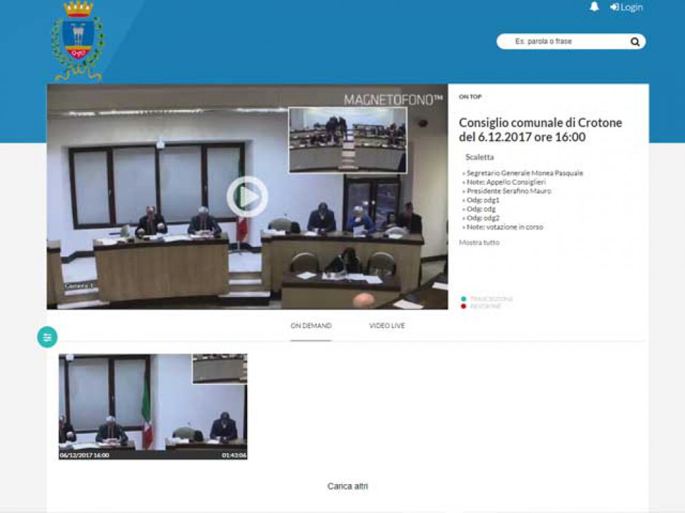 Convocato per domani il consiglio comunale di Crotone: si terra&#039; in videoconferenza